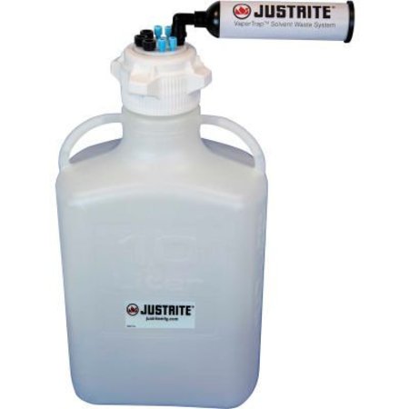 JUSTRITE Justrite 12812 VaporTrap„¢ Carboy With Filter Kit, HDPE, 13.5-Liter, 7 Ports 12812